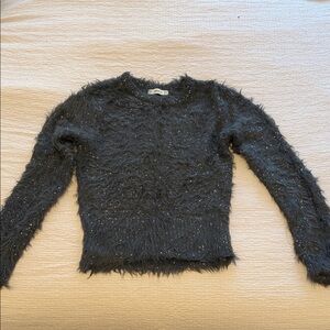 Zara Dark gray Fuzzy Crew Neck Sweater